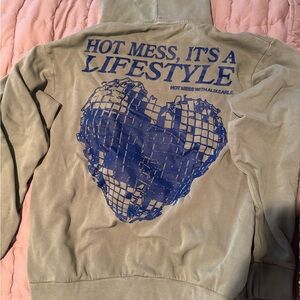 Hot mess hunter green & navy sweatshirt and sweatpants set